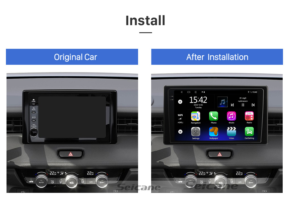 Seicane 9 Zoll Android 13.0 für 2021 HONDA VEZEL Stereo-GPS-Navigationssystem mit Bluetooth-Kamera