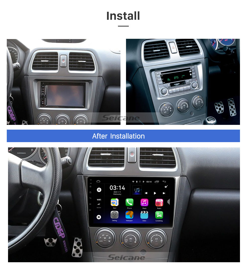 Seicane OEM 9-дюймовый Android 12.0 для 2002-2004 SUBARU IMPREZA WRX Радио GPS-навигационная система с сенсорным экраном HD Поддержка Bluetooth Carplay OBD2 DVR TPMS