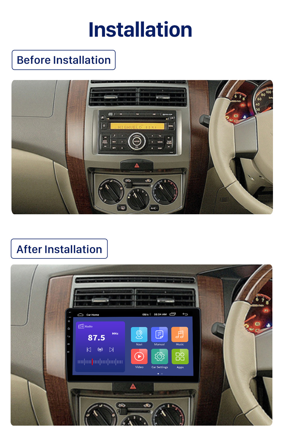 Seicane HD-Touchscreen-Stereo für 2013 NISSAN LIVINA Radio-Ersatz mit GPS-Navigation Bluetooth Carplay FM/AM-Radio-Unterstützung Rückfahrkamera WIFI