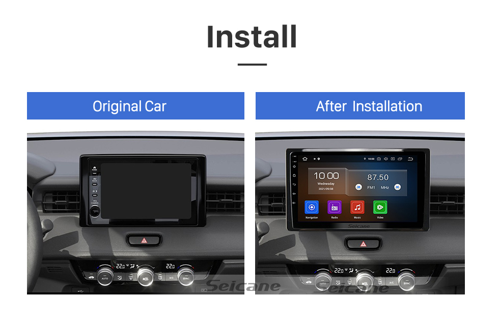 Seicane 9 Zoll Android 13.0 für 2021 HONDA VEZEL Stereo-GPS-Navigationssystem mit Bluetooth OBD2 DVR TPMS-Kamera