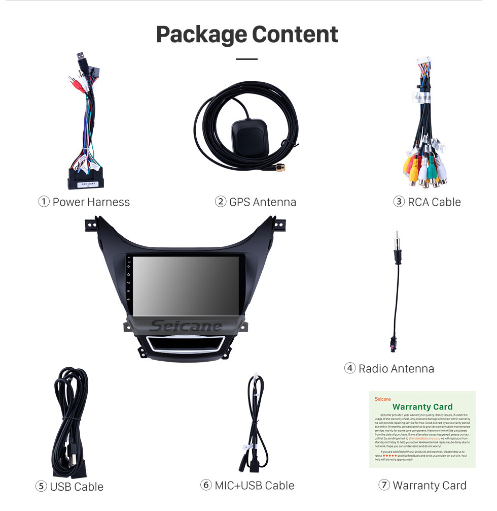 Seicane OEM 9 inch 2012 2013 Hyundai Elantra Android 9.0 Radio GPS navigation system with HD 1024*600 touch screen Bluetooth OBD2 DVR Rearview camera TV 1080P Video 3G WIFI DVD player Steering Wheel Control USB Mirror link Seicane OEM 9 inch 2012 2013 Hyundai Elantra Android 9.0 Radio GPS navigation system with HD 1024*600 touch screen Bluetooth OBD2 DVR Rearview camera TV 1080P Video 3G WIFI DVD player Steering Wheel Control USB Mirror link