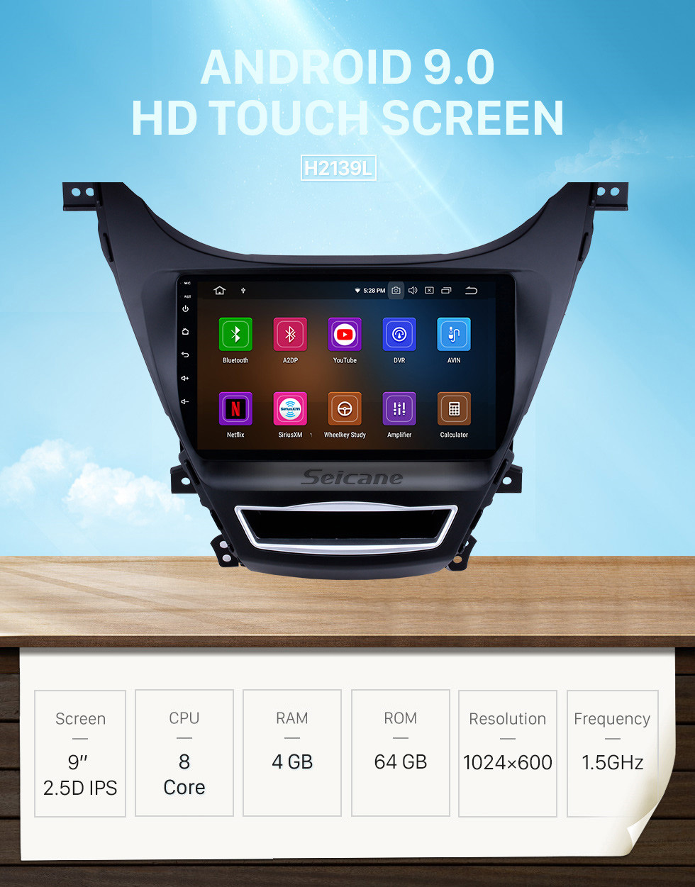 Seicane OEM 9 inch 2012 2013 Hyundai Elantra Android 9.0 Radio GPS navigation system with HD 1024*600 touch screen Bluetooth OBD2 DVR Rearview camera TV 1080P Video 3G WIFI DVD player Steering Wheel Control USB Mirror link Seicane OEM 9 inch 2012 2013 Hyundai Elantra Android 9.0 Radio GPS navigation system with HD 1024*600 touch screen Bluetooth OBD2 DVR Rearview camera TV 1080P Video 3G WIFI DVD player Steering Wheel Control USB Mirror link