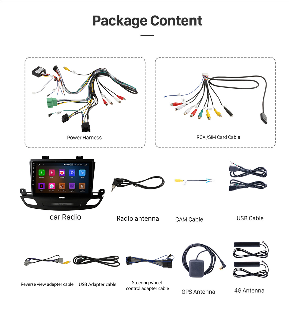 Seicane 9 pouces Android 13.0 pour 2017-2019 Buick Regal Système de navigation GPS stéréo avec Bluetooth OBD2 DVR