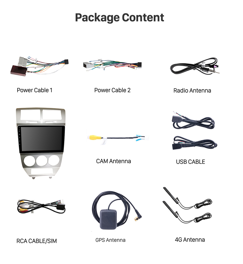 Seicane Sistema de navegação GPS estéreo de 9 polegadas Android 11.0 para 2007-2010 DODGE CALIBER com suporte a Bluetooth Carplay Câmera