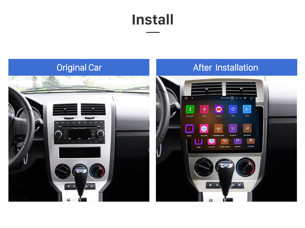 Seicane 9 pulgadas Android 11.0 para 2007-2010 DODGE CALIBER Sistema de navegación GPS estéreo con cámara compatible con Bluetooth Carplay