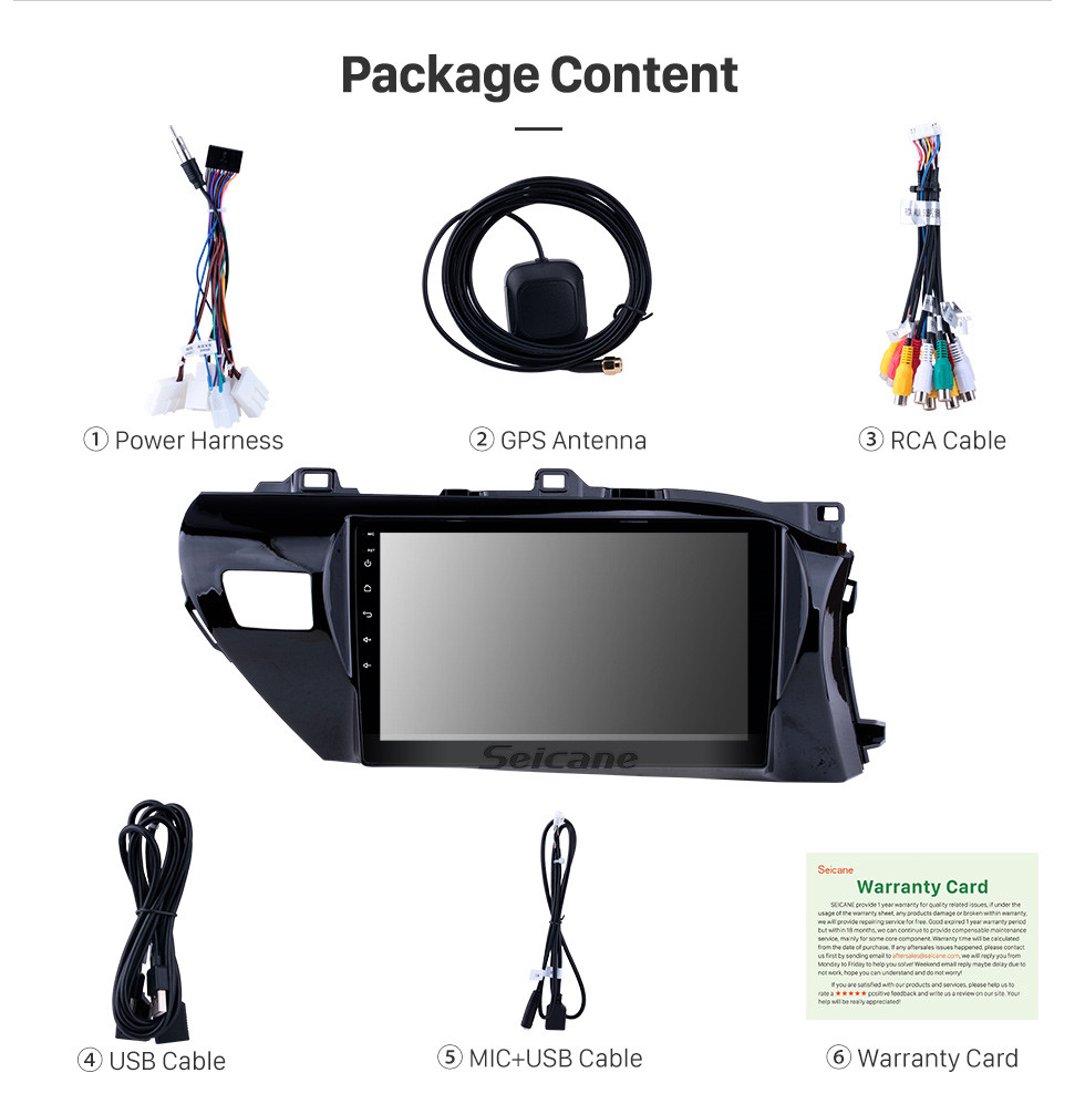 Seicane 10.1 inch 2016-2018 Toyota Hilux RHD Android 9.0 GPS Navigation Radio Bluetooth HD Touchscreen AUX Carplay Music support 1080P Video Digital TV Seicane 10.1 inch 2016-2018 Toyota Hilux RHD Android 9.0 GPS Navigation Radio Bluetooth HD Touchscreen AUX Carplay Music support 1080P Video Digital TV