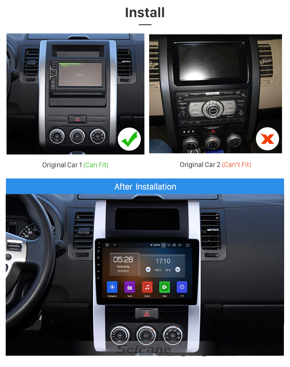 Seicane 10.1 polegadas 2008-2012 Nissan X-Trail Trail XTrail X T32 T32 Qashqai Dongfeng MX6 Android 9.0 Navegação GPS Rádio Bluetooth Touchscreen Carplay suporte TPMS Seicane 10.1 polegadas 2008-2012 Nissan X-Trail Trail XTrail X T32 T32 Qashqai Dongfeng MX6 Android 9.0 Navegação GPS Rádio Bluetooth Touchscreen Carplay suporte TPMS