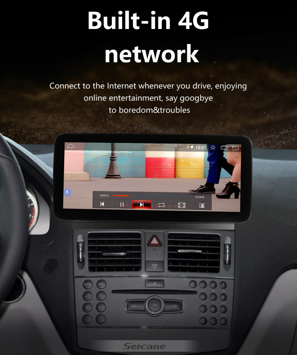 Seicane Carplay 12.3 pulgadas Android 11.0 para 2008-2010 2011 2012 2013 2014 Mercedes Clase C W204 C180 C200 C230 C260 C280 C300 Radio Sistema de navegación GPS con pantalla táctil HD Bluetooth