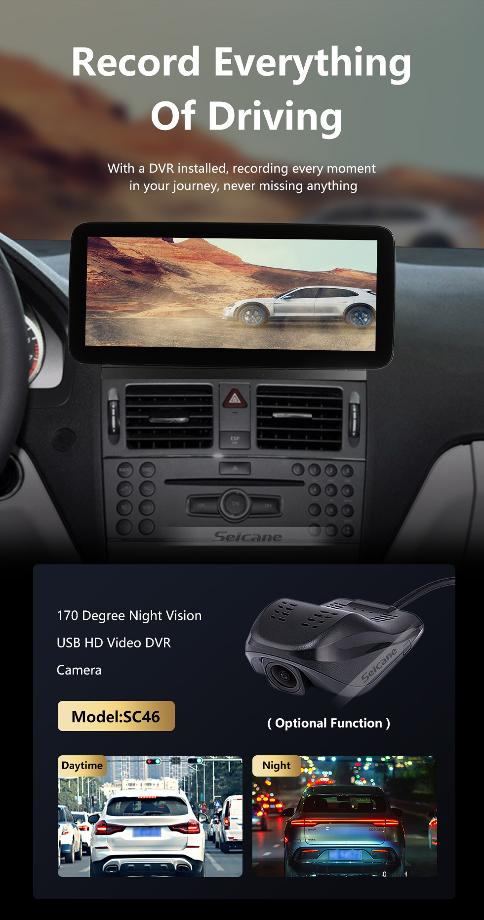 Seicane Carplay 12.3 pulgadas Android 11.0 para 2008-2010 2011 2012 2013 2014 Mercedes Clase C W204 C180 C200 C230 C260 C280 C300 Radio Sistema de navegación GPS con pantalla táctil HD Bluetooth