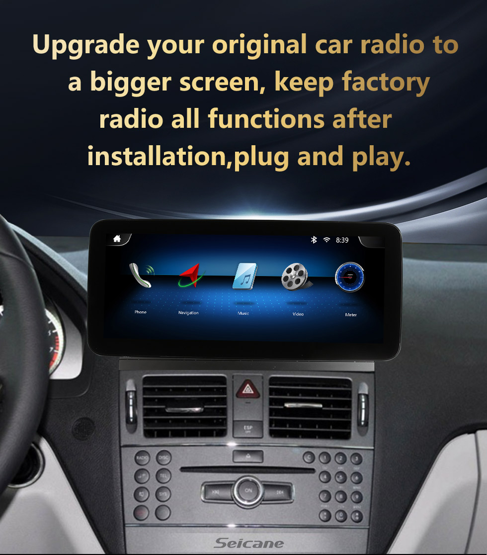 Seicane Carplay 12,3-дюймовый Android 11.0 для 2008-2010 2011 2012 2013 2014 Mercedes C Class W204 C180 C200 C230 C260 C280 C300 Радио GPS-навигационная система с сенсорным экраном HD Bluetooth