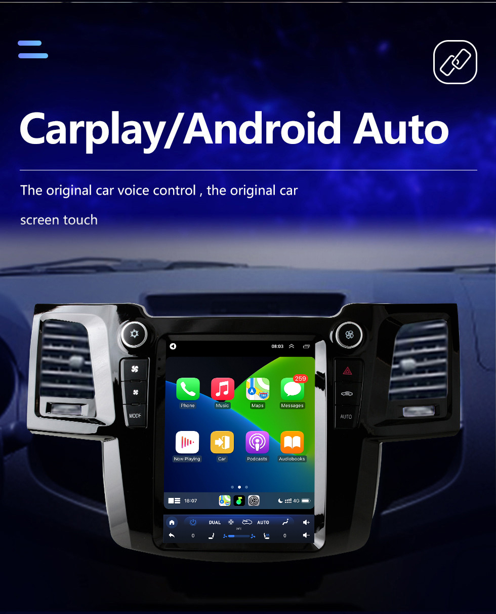 Seicane 9.7 pulgadas Android 10.0 para 2004-2015 TOYOTA Fortuner Radio Sistema de navegación GPS con Bluetooth HD Pantalla táctil Soporte Carplay DSP SWC DVR DAB + Cámara de respaldo