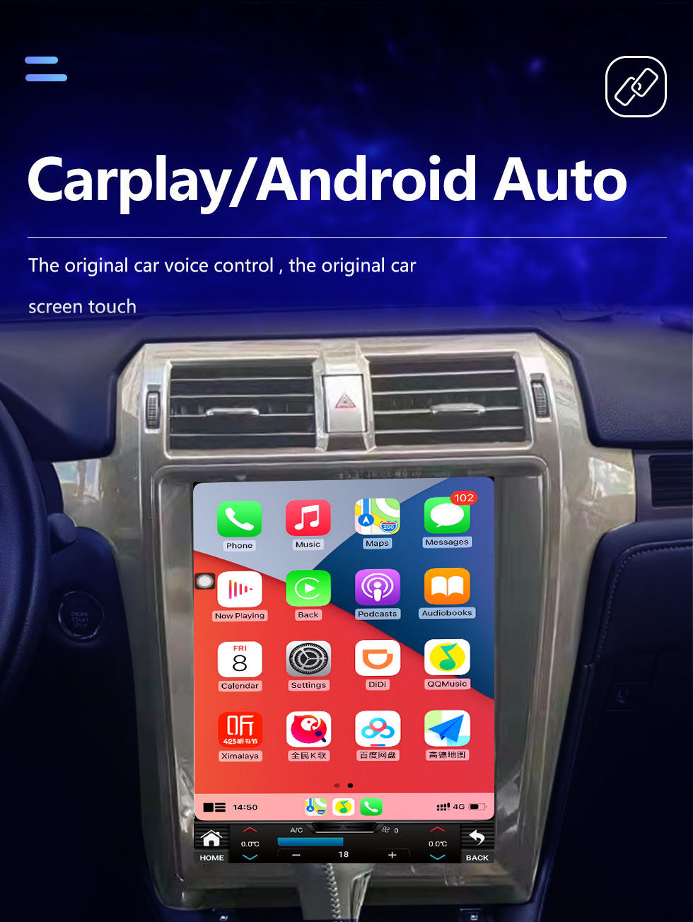 Seicane 15 pouces Android 10.0 aftermarket radio pour 2010-2018 Lexus GX460 Radio Système de navigation GPS avec écran tactile HD Prise en charge Bluetooth Carplay DVR