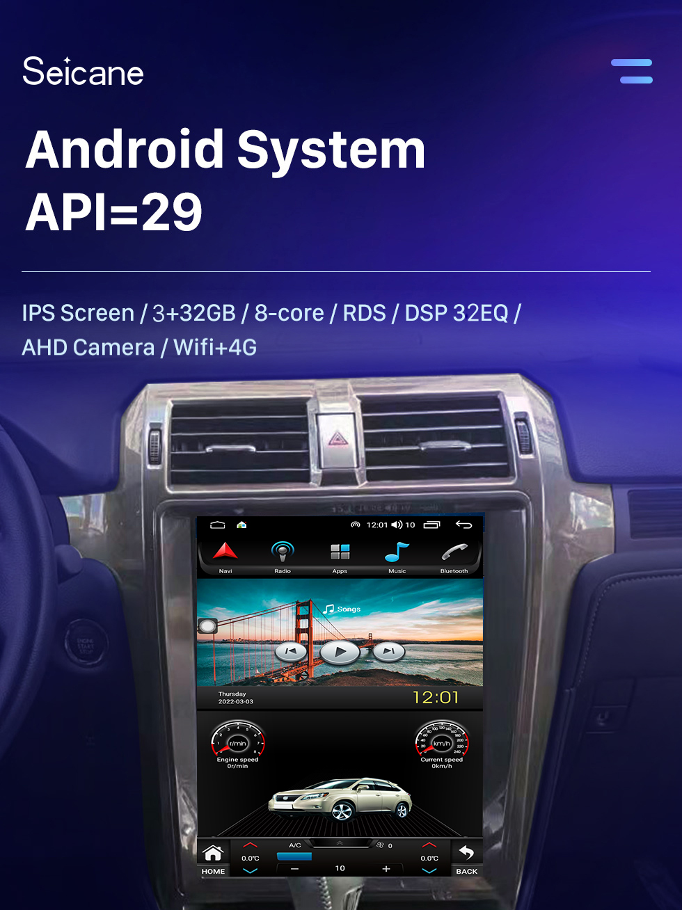 Seicane Rádio aftermarket android 10.0 de 15 polegadas para 2010-2018 lexus gx460 rádio sistema de navegação gps com hd touchscreen bluetooth suporte carplay dvr