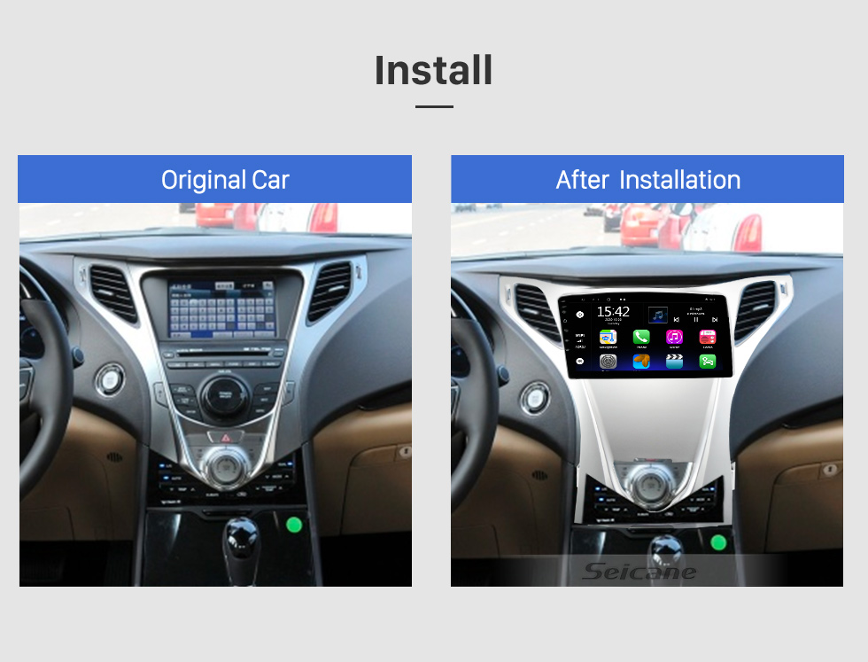 Seicane 9 pouces Android 10.0 pour 2011-2012 HYUNDAI AZERA Système de navigation GPS stéréo avec Bluetooth OBD2 DVR
