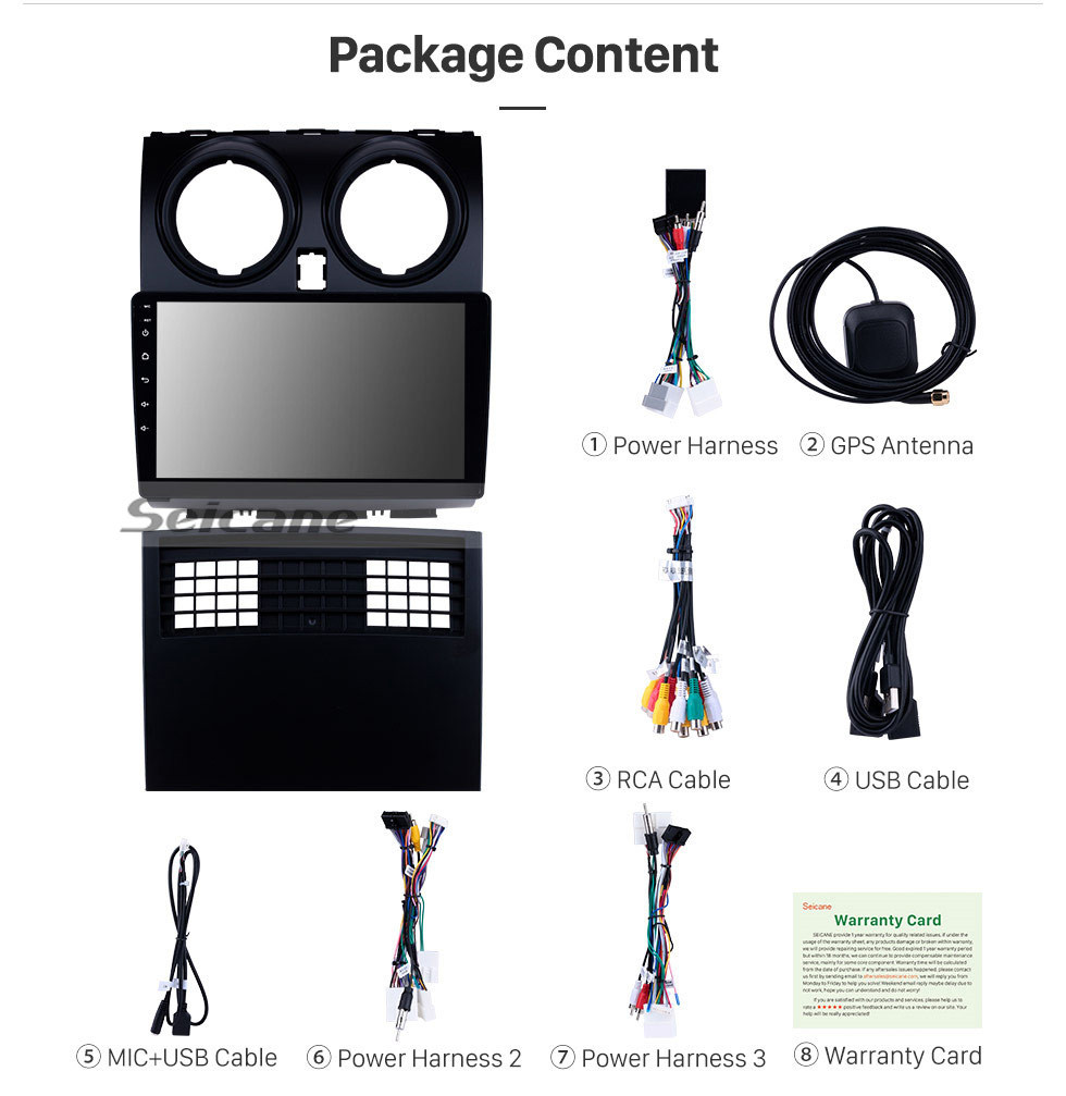 Seicane 9 pulgadas 2008-2015 Nissan Qashqai 1 J10 Android 9.0 HD Pantalla táctil Bluetooth Radio con navegación GPS Soporte USB FM WIFI 4G 1080P Cámara de respaldo de video Control del volante Carplay Seicane 9 pulgadas 2008-2015 Nissan Qashqai 1 J10 Android 9.0 HD Pantalla táctil Bluetooth Radio con navegación GPS Soporte USB FM WIFI 4G 1080P Cámara de respaldo de video Control del volante Carplay