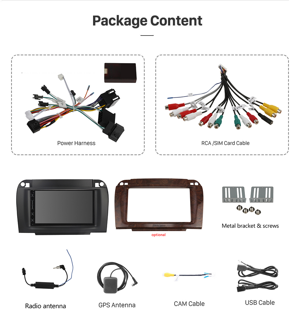 Seicane 7-дюймовый Android 13.0 для 2002-2006 BENZ S-Klasse (w220) / CL-Klassec (C215) GPS-навигация Радио с сенсорным экраном Поддержка Bluetooth AUX OBD2 DVR Carplay