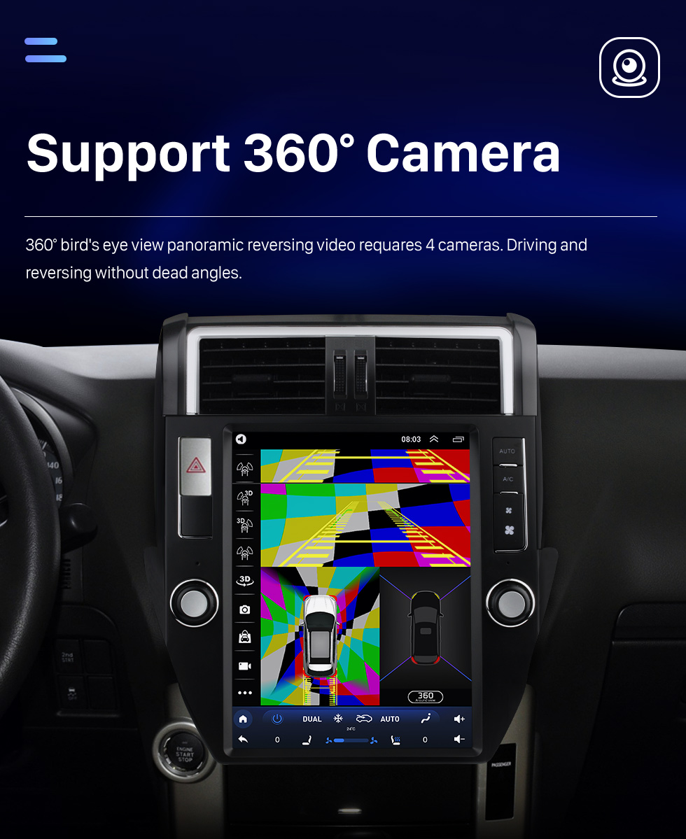 Seicane Radio de navegación GPS con pantalla táctil Android 10.0 HD de 12,1 pulgadas para TOYOTA PRADO 2010-2013 con Bluetooth Carplay
