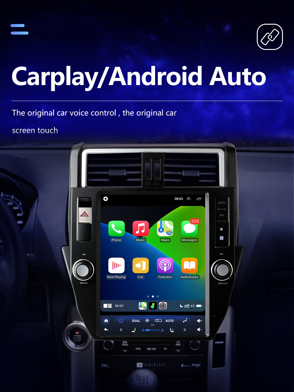 Seicane 12,1 polegadas Android 10.0 HD Touchscreen GPS Navigation Radio para 2010-2013 TOYOTA PRADO com Bluetooth Carplay