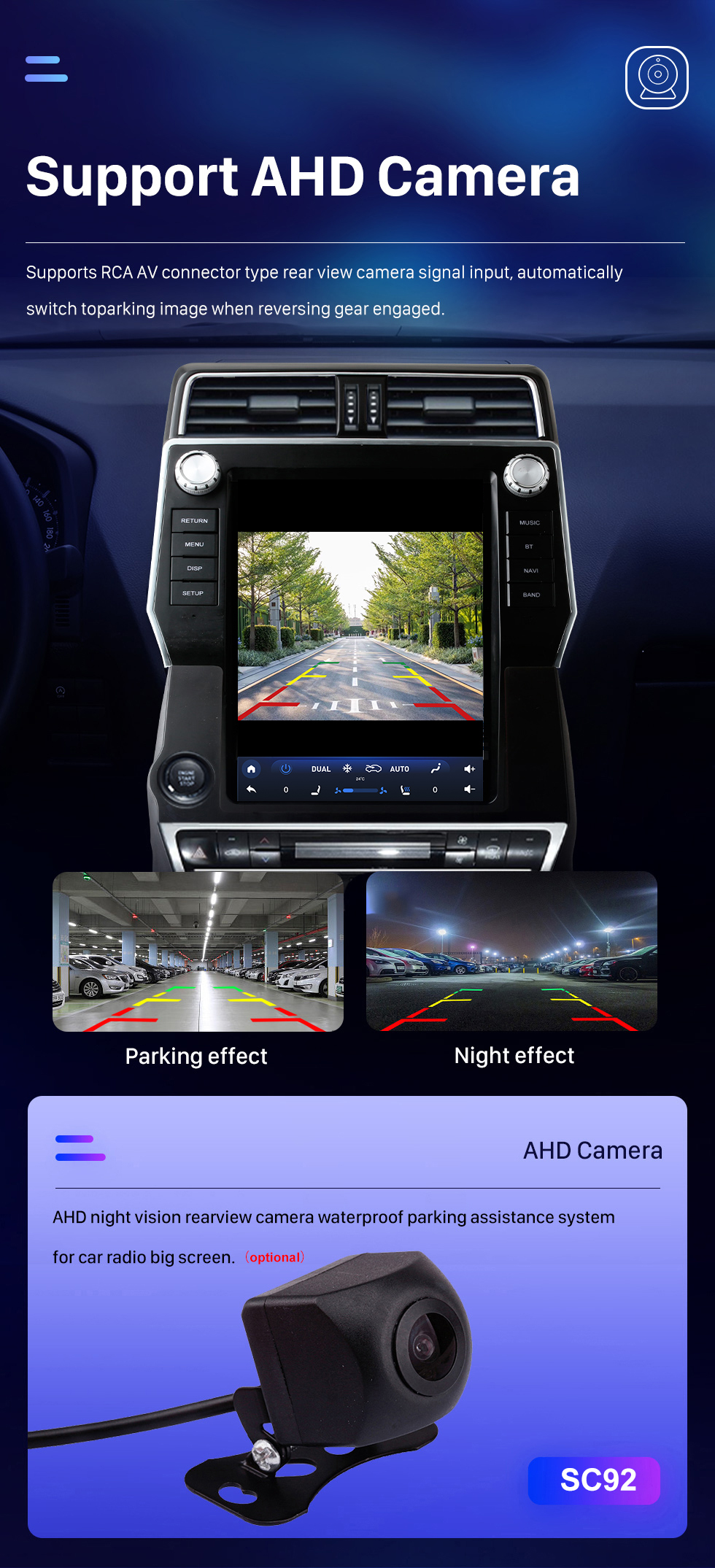 Seicane Radio de navigation GPS à écran tactile HD Android 12,1 de 10,0 pouces pour TOYOTA LAND CRUISER 2018-2020 avec Bluetooth Carplay