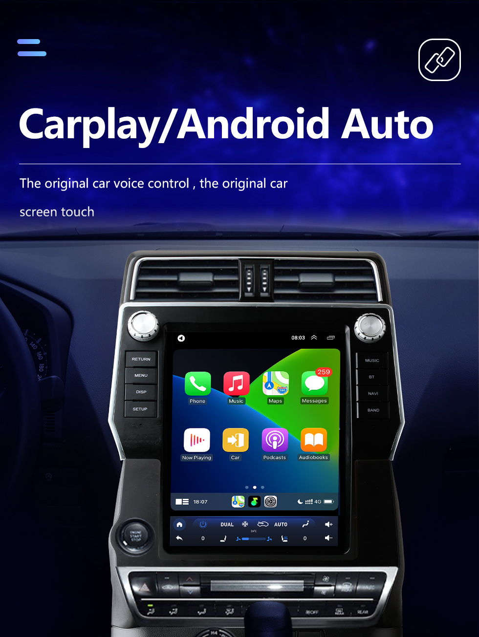 Seicane 12,1 Zoll Android 10.0 HD Touchscreen GPS-Navigationsradio für 2018–2020 Toyota Land Cruiser mit Bluetooth Carplay