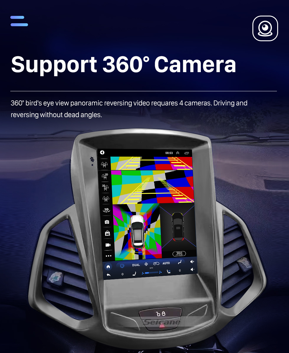 Seicane 9.7 pulgadas Android 10.0 para 2013-2017 Ford Ecosport Radio Sistema de navegación GPS con Bluetooth HD Pantalla táctil Carplay compatible con cámara de 360 ° Seicane 9.7 pulgadas Android 10.0 para 2013-2017 Ford Ecosport Radio Sistema de navegación GPS con Bluetooth HD Pantalla táctil Carplay compatible con cámara de 360 °