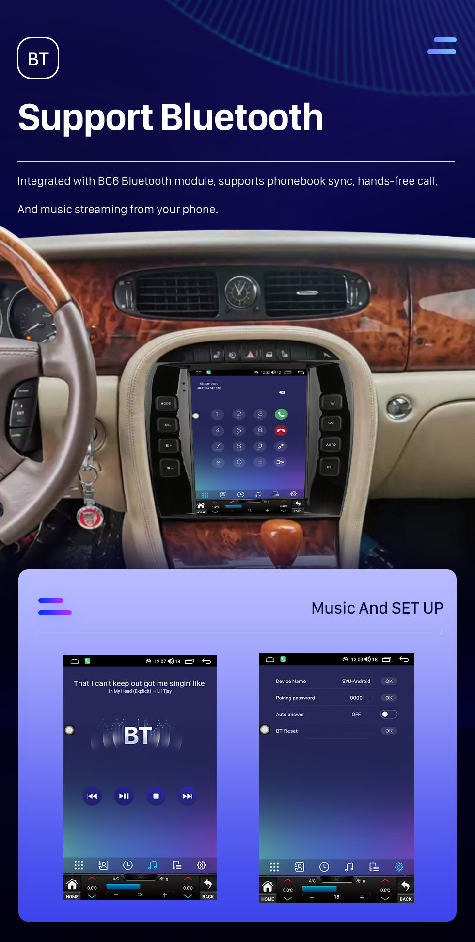 Seicane Rádio de navegação GPS Android 10.0 OEM de 9,7 polegadas para 2004-2008 Jaguar XJ estéreo com suporte para Bluetooth Carplay Controle de volante de câmera AHD