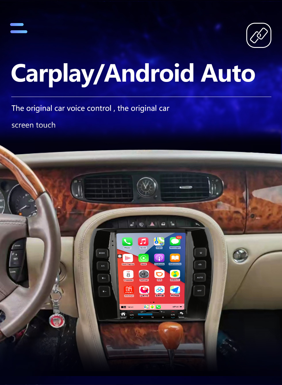 Seicane OEM 9,7 Zoll Android 10.0 GPS-Navigationsradio für 2004–2008 Jaguar XJ Stereo mit Carplay Bluetooth-Unterstützung, AHD-Kamera, Lenkradsteuerung