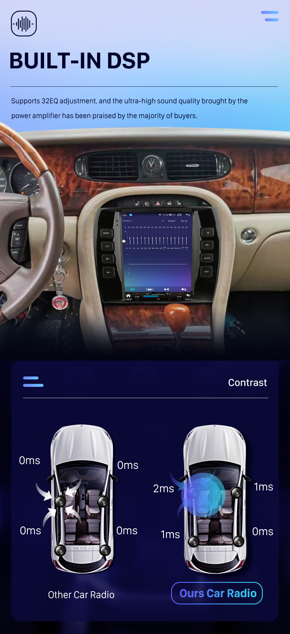 Seicane Rádio de navegação GPS Android 10.0 OEM de 9,7 polegadas para 2004-2008 Jaguar XJ estéreo com suporte para Bluetooth Carplay Controle de volante de câmera AHD