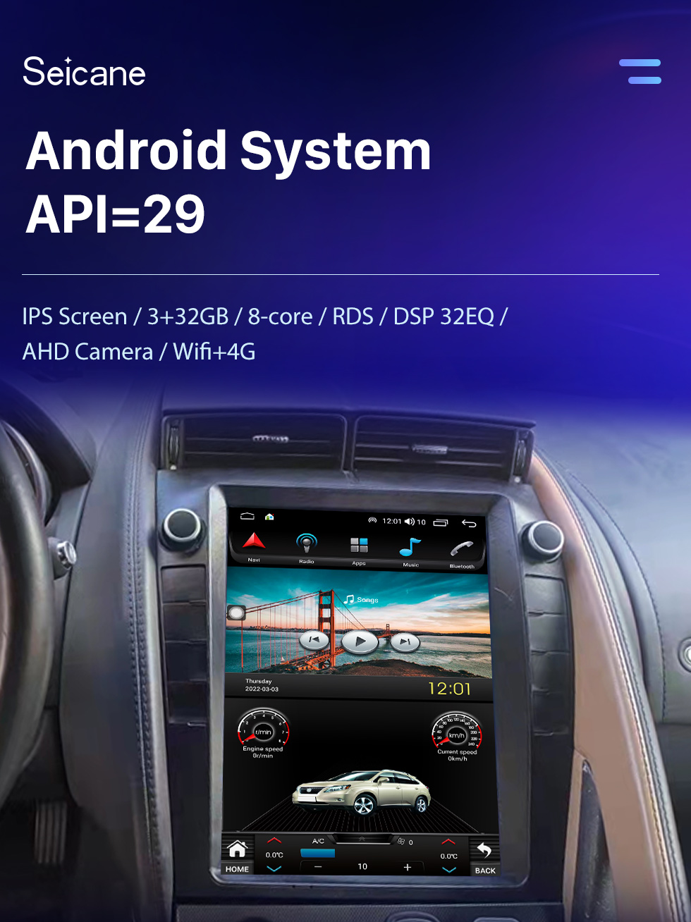 Seicane OEM 9.7 pulgadas Android 10.0 para 2013 Jaguar F-TYPE XJ Radio Sistema de navegación GPS con pantalla táctil HD Carplay Soporte Bluetooth DVR TPMS OBD2