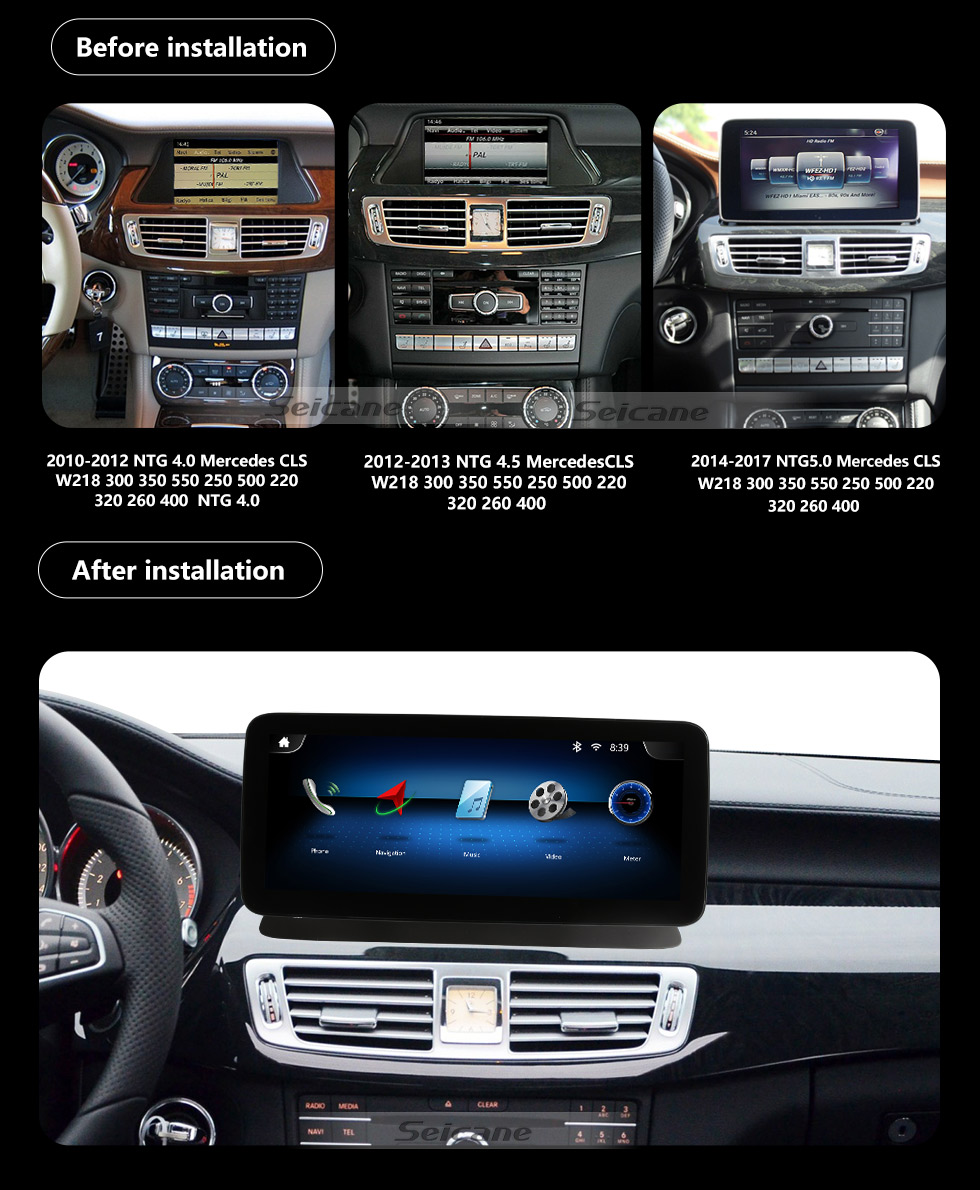 Seicane Carplay 12,3 pouces Android auto HD Écran tactile Android 11.0 pour 2010-2015 2016 2017 Mercedes CLS W218 CLS300 CLS350CLS 550 CLS250 CLS500 CLS220 CLS320 CLS260 CLS400 Radio Système de navigation GPS Bluetooth