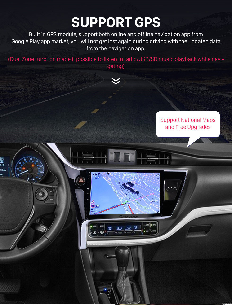 Seicane 2017 Toyota Corolla (LHD) left driving 10.1 inch Android 10.0 Radio GPS Navigation System Bluetooth HD 1024*600 Touch Screen WiFi Mirror Link Seicane 2017 Toyota Corolla (LHD) left driving 10.1 inch Android 10.0 Radio GPS Navigation System Bluetooth HD 1024*600 Touch Screen WiFi Mirror Link