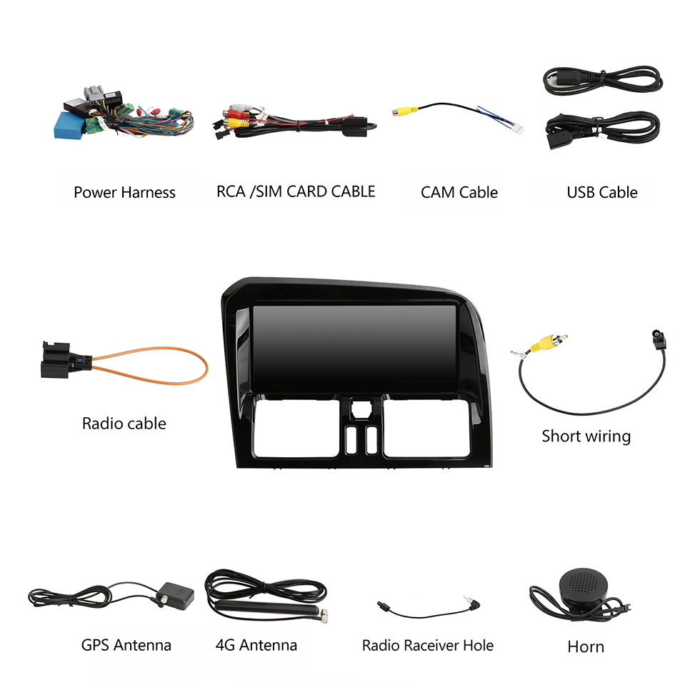 Seicane Radio à écran tactile Android 10 pour mise à niveau stéréo Volvo XC60 RHD 2006-2010 avec prise en charge Bluetooth Carplay Caméra de recul WIFI Commande au volant