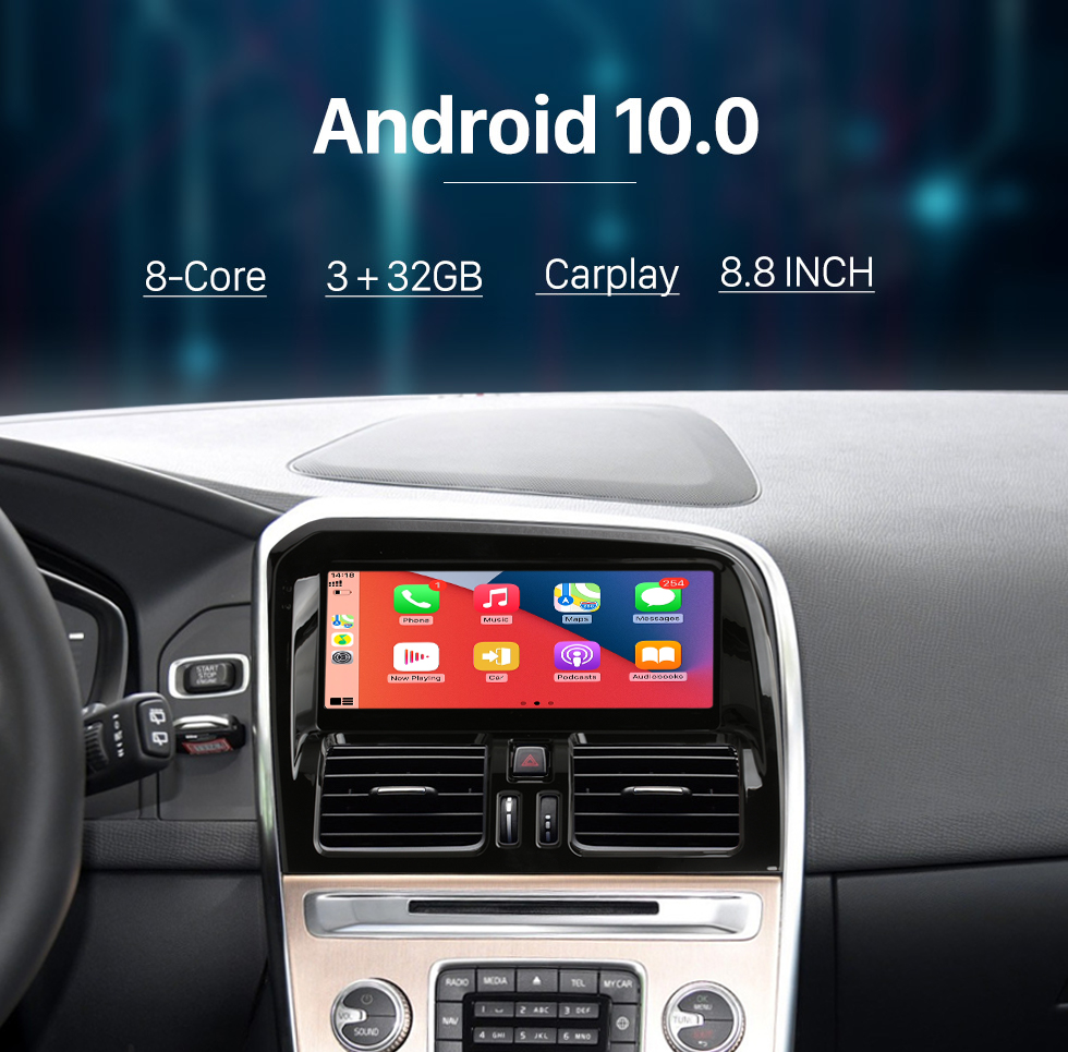 Seicane Radio à écran tactile Android 10 pour mise à niveau stéréo Volvo XC60 RHD 2006-2010 avec prise en charge Bluetooth Carplay Caméra de recul WIFI Commande au volant