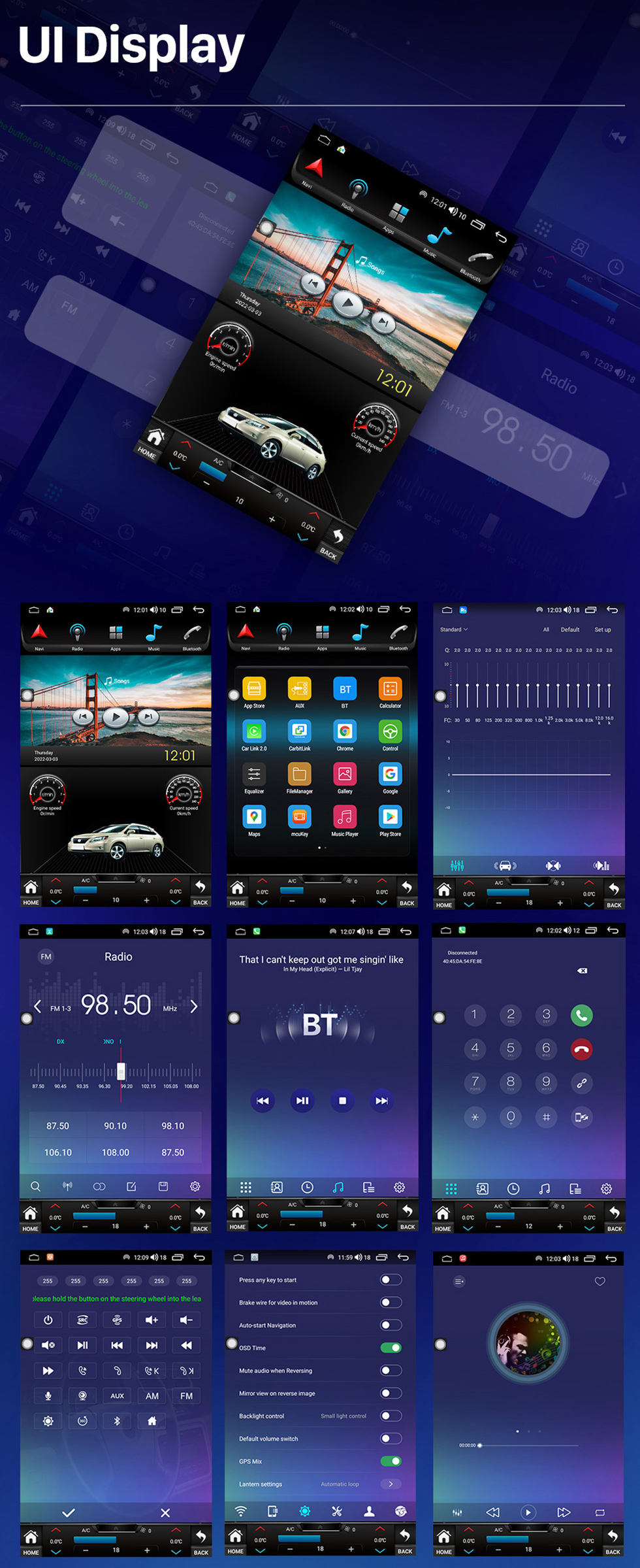 Seicane Radio de coche de 12,1 pulgadas Android 10,0 para 2007-2009 Lexus LX570 sistema de navegación GPS con Bluetooth Carplay compatible con OBD2 DVR TPMS