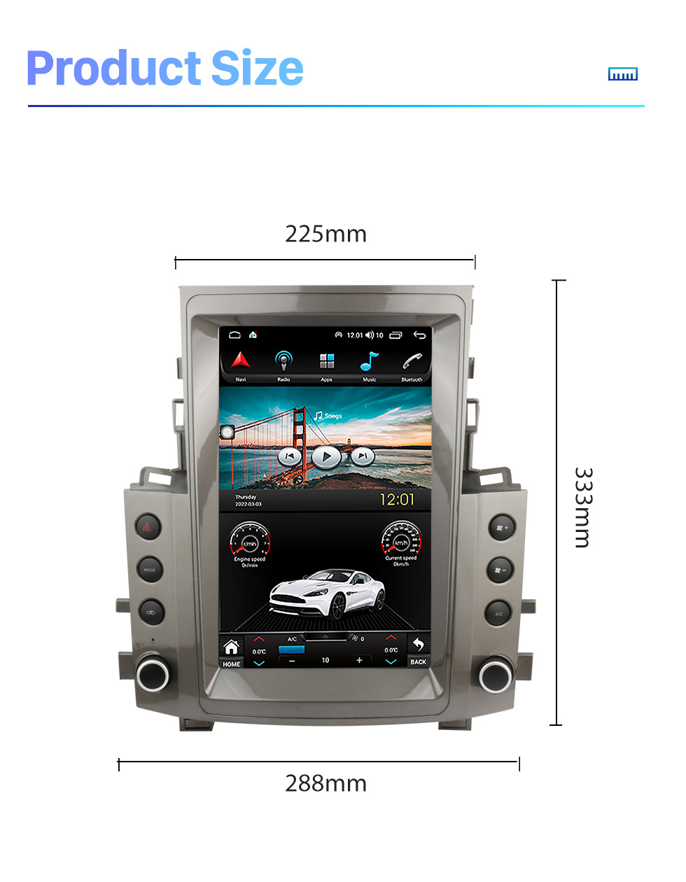 Seicane Radio de coche de 12,1 pulgadas Android 10,0 para 2007-2009 Lexus LX570 sistema de navegación GPS con Bluetooth Carplay compatible con OBD2 DVR TPMS