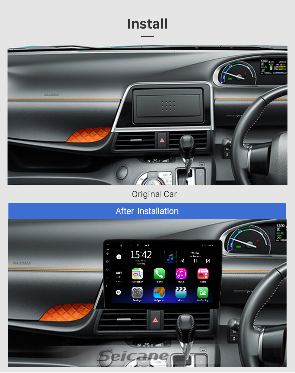 Seicane Pour TOYOTA SIENTA RHD 2019-2021 Radio Android 13.0 HD Écran tactile 9 pouces Système de navigation GPS avec prise en charge WIFI Bluetooth Carplay DVR