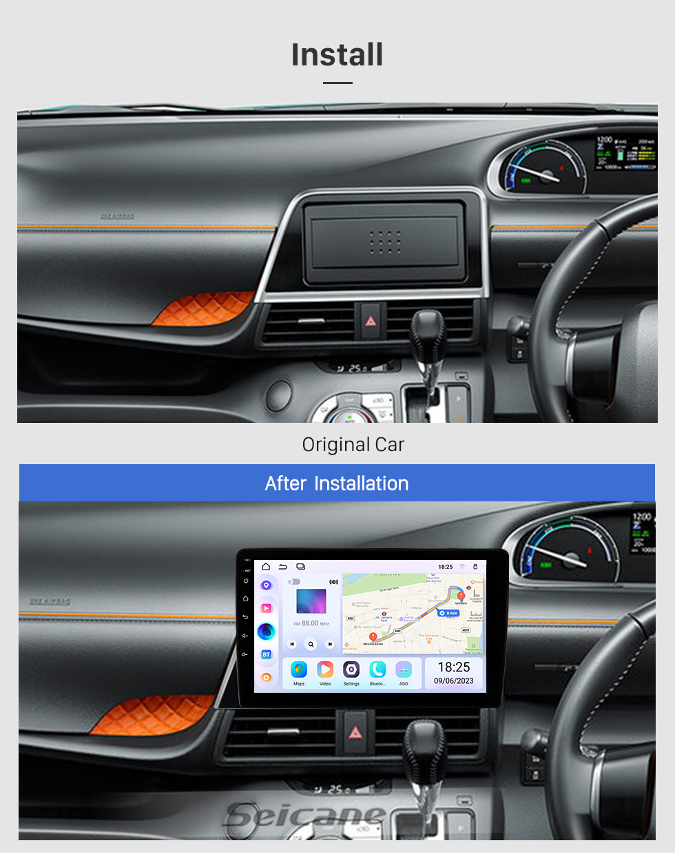 Seicane Pour TOYOTA SIENTA RHD 2019-2021 Radio Android 13.0 HD Écran tactile 9 pouces Système de navigation GPS avec prise en charge WIFI Bluetooth Carplay DVR