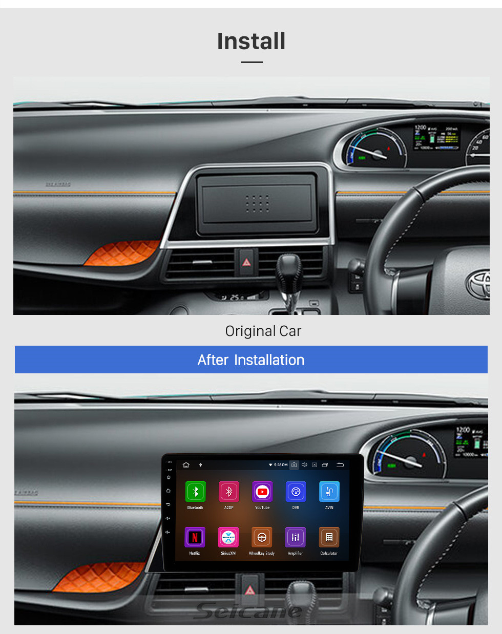 Seicane 10,1 pouces Android 13.0 pour TOYOTA SIENTA RHD 2019-2021 Système de navigation radio GPS avec écran tactile HD Prise en charge Bluetooth Carplay OBD2