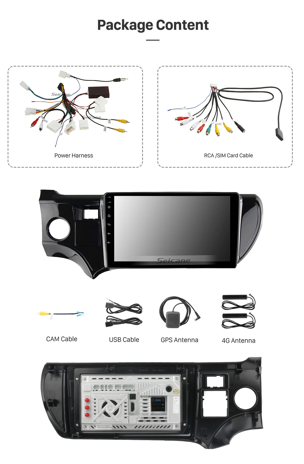 Seicane 9 pulgadas Android 12.0 para 2012-2014 TOYOTA PRIUS C Sistema de navegación GPS estéreo con Bluetooth OBD2 DVR HD Pantalla táctil Cámara de visión trasera