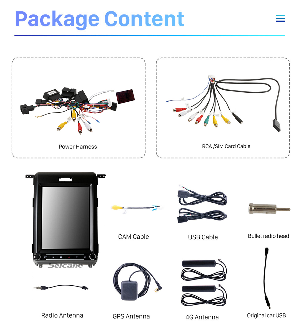 Seicane Pantalla táctil HD de 12,1 pulgadas para Ford F150 Mustang 2009-2013, Radio estéreo para coche con RDS DSP, Bluetooth, compatible con navegación GPS, cámara de 360°