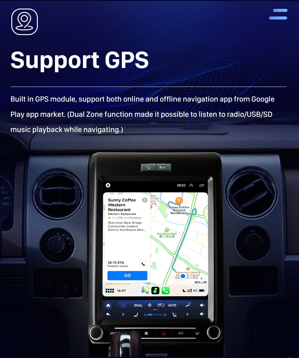 Seicane Écran tactile HD 12,1 pouces pour 2009-2013 Ford F150 Mustang Radio Stéréo de voiture avec RDS DSP Bluetooth Prise en charge de la navigation GPS Caméra 360°