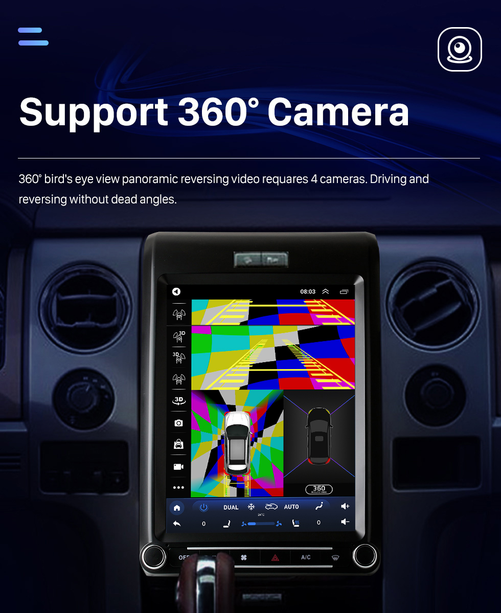 Seicane Carplay OEM 12,1 pouces Android 10.0 pour 2009 2010 2011-2013 Ford F150 Radio Android Auto Système de navigation GPS avec écran tactile HD Prise en charge Bluetooth OBD2 DVR