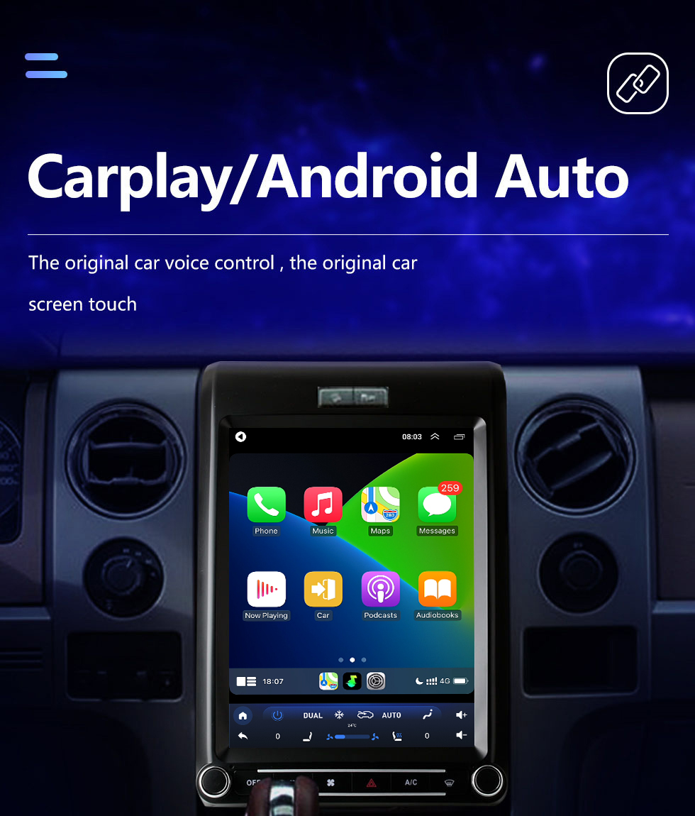 Seicane Carplay OEM 12.1 pulgadas Android 10.0 para 2009 2010 2011-2013 Ford F150 Radio Android Auto Sistema de navegación GPS con pantalla táctil HD Soporte Bluetooth OBD2 DVR