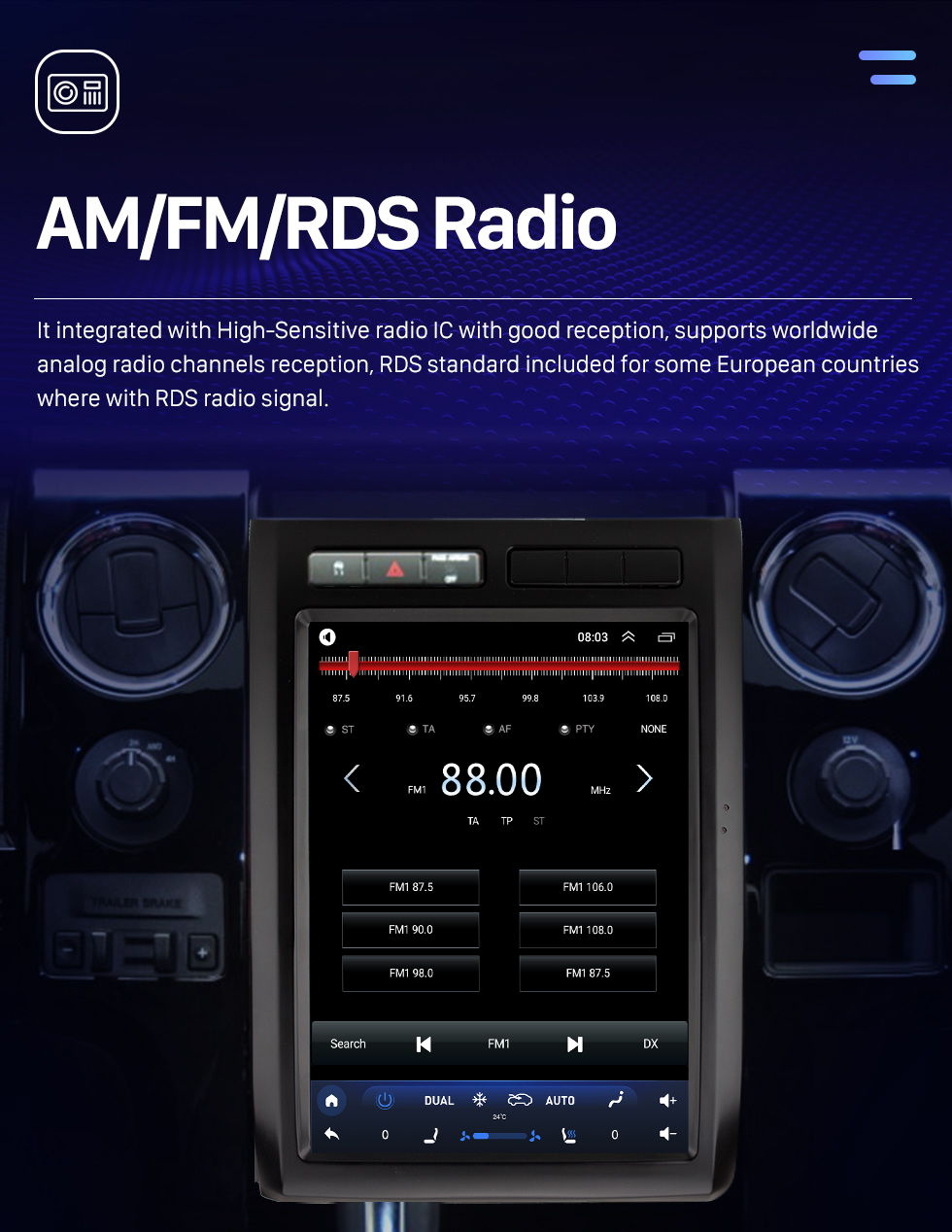 Seicane Estéreo para automóvil Android 10.0 de 12.1 &amp;quot;para Ford Mustang F150 2008-2012 Carplay incorporado DSP Soporte Bluetooth Radios FM / AM Cámara externa para automóvil Control del volante