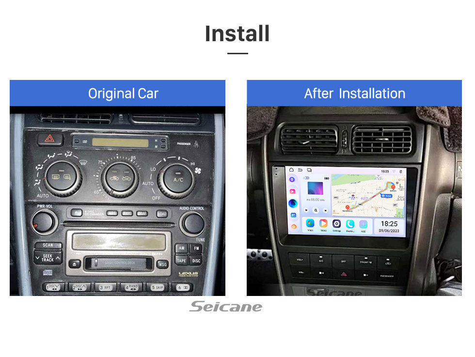 Seicane Android 13.0 Touchscreen für 1999–2005 Lexus IS300 IS200 XE10 1998–2005 Toyota Altezza XE10 Radio Stereo mit Carplay DSP RDS-Unterstützung Lenkradsteuerung