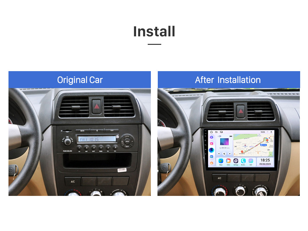 Seicane 9 inch Android 13.0 for 2012+ DFSK C37 2017+ EC36 Stereo GPS navigation system with Bluetooth touch Screen support Rearview Camera