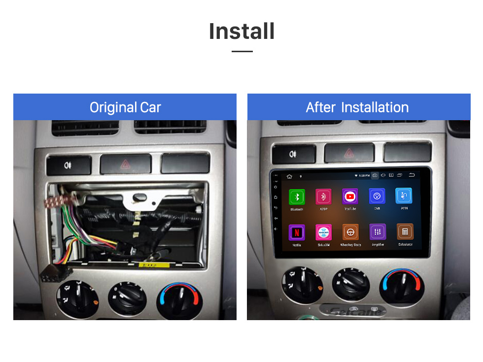 Seicane OEM 9 inch Android 13.0 for 2005 KIA CERATO / Accent / RIO Stereo GPS navigation system with Bluetooth Carplay Android Auto support backup camera Seicane OEM 9 inch Android 13.0 for 2005 KIA CERATO / Accent / RIO Stereo GPS navigation system with Bluetooth Carplay Android Auto support backup camera