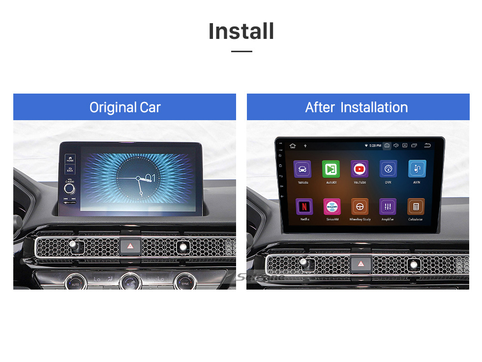 Seicane 10,1 polegadas Android 12.0 para 2022 HONDA CIVIC GPS Navegação Rádio com Bluetooth HD Touchscreen suporte TPMS DVR Carplay câmera DAB +