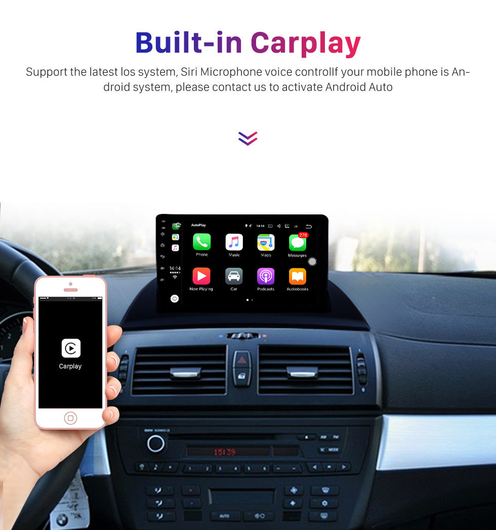 Seicane 9 pulgadas Android 10.0 para BMW X3 2004-2012 Radio con Bluetooth HD Pantalla táctil Sistema de navegación GPS compatible con Carplay DAB +