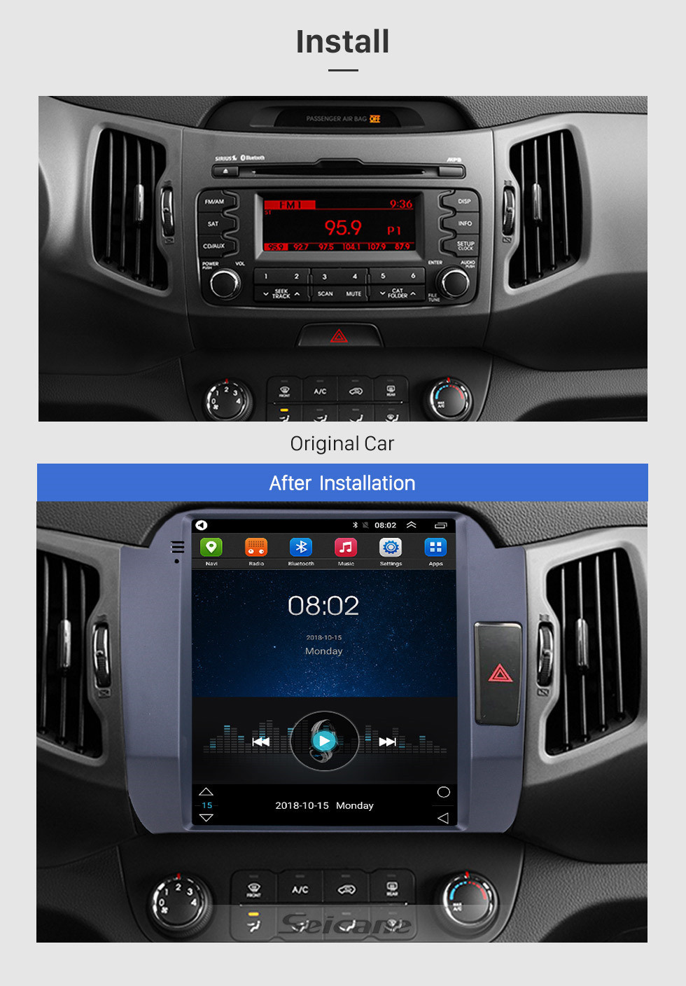 Seicane OEM 9.7 inch Car GPS Radio HD Touchscreen Android 9.1 Stereo for 2011 2012 2013 2014 2015 2016 2017 KIA SportageR Navigation system Bluetooth Wifi Mirror Link USB support DVD Player Carplay 4G Seicane OEM 9.7 inch Car GPS Radio HD Touchscreen Android 9.1 Stereo for 2011 2012 2013 2014 2015 2016 2017 KIA SportageR Navigation system Bluetooth Wifi Mirror Link USB support DVD Player Carplay 4G